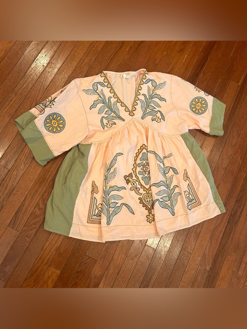 Anthropologie Blue Velvet Embroidered Mini Dress - Picture 3 of 6